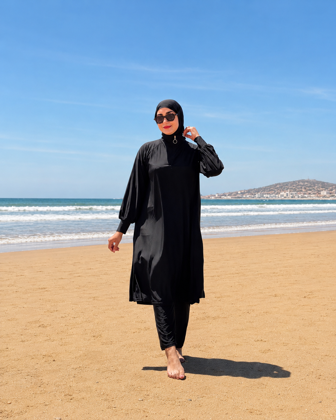 بوركيني نسائي أنيق من 3 قطع – خفيف، مريح، مقاوم للماء وسريع الجفاف